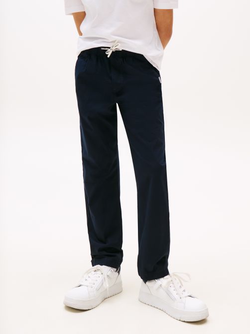Relaxed Pull On Stretch Poplin Trousers