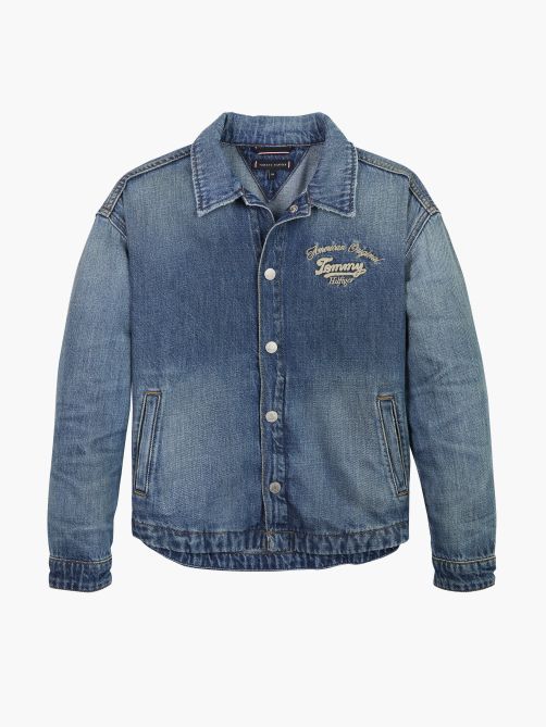 Embroidery Faded Denim Shacket