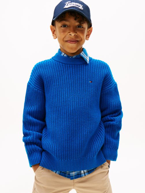 بلوفر محبوك بياقة دائرية