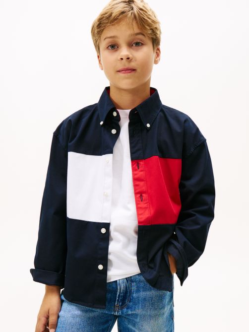 Heritage Regular Fit Colour-Blocked Back Flag Shirt