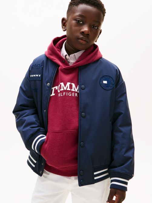 Back Logo Relaxed Padded Bomber Jacket