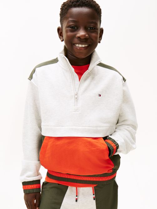 Colour-Blocked Half-Zip Jumper