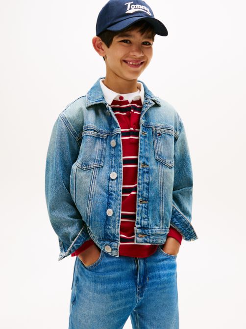 Back Flag Logo Denim Trucker Jacket