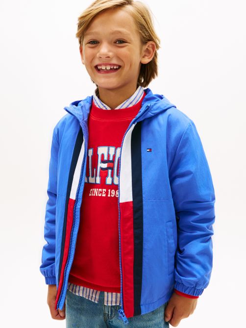 Colour-Blocked Flag Hooded Jacket