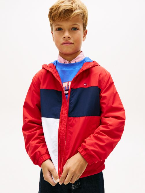 Colour-Blocked Flag Hooded Jacket