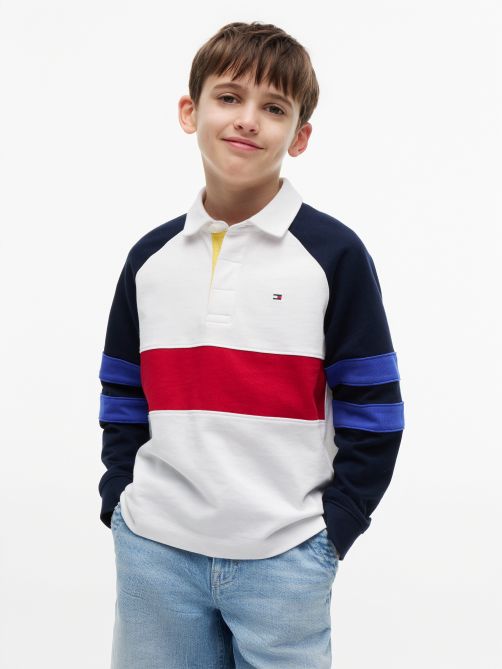Colour-Blocked Raglan Sleeve Polo Jumper