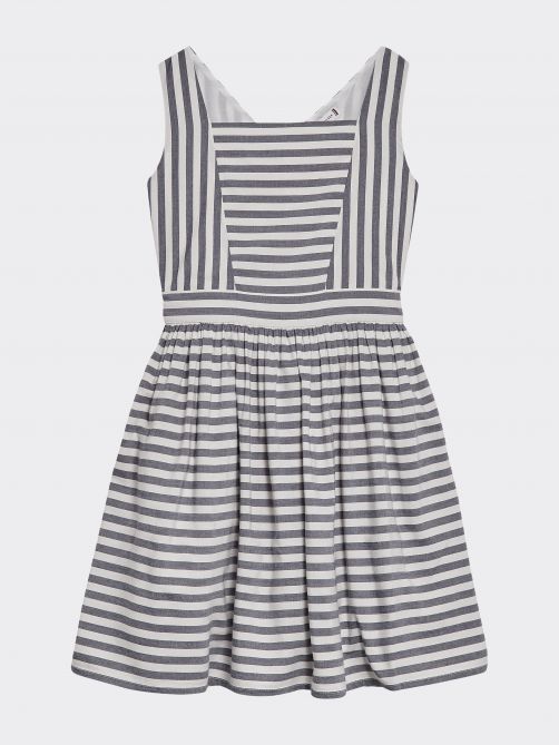 فستان مخطط بالكامل مصنوع من القطن النقي