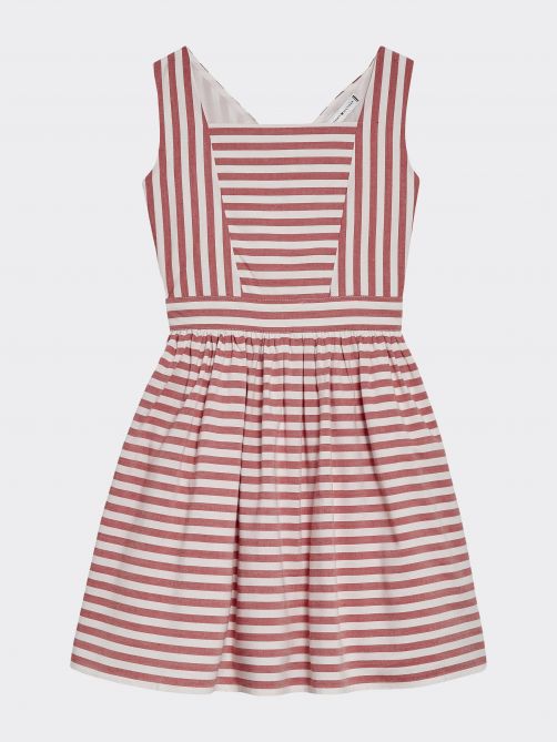 فستان مخطط بالكامل مصنوع من القطن النقي