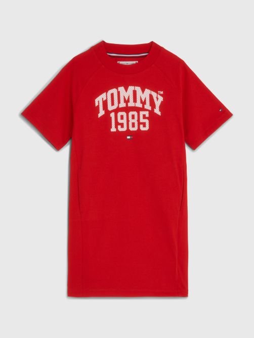 فستان تيشيرت مزين بالشعار