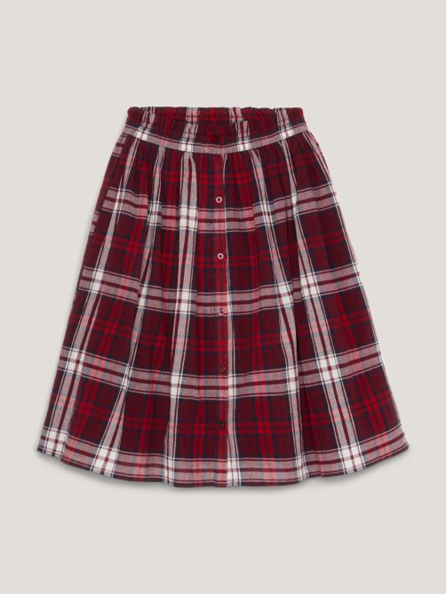 Tartan Check Paperbag Waist Midi Skirt