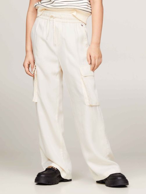 パンツ kiss the club satin cargo pants white satin cargo pants /White/ KISS THE CLUB｜レディース