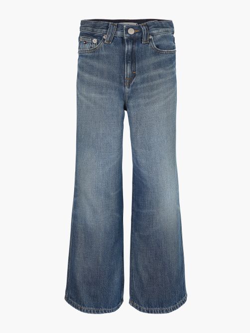 Logo Embroidery Vintage Wash Faded Jeans