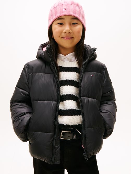 Shiny Relaxed Hooded Puffer Jacket