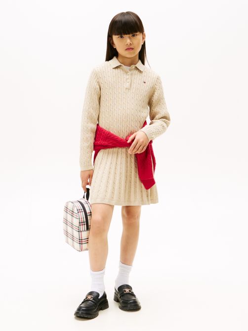 Cable Knit Polo Collar Jumper Dress