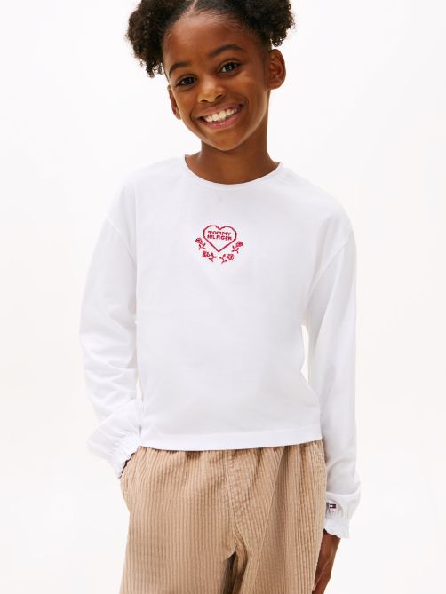 Heart Logo Embroidery Long Sleeve T-Shirt