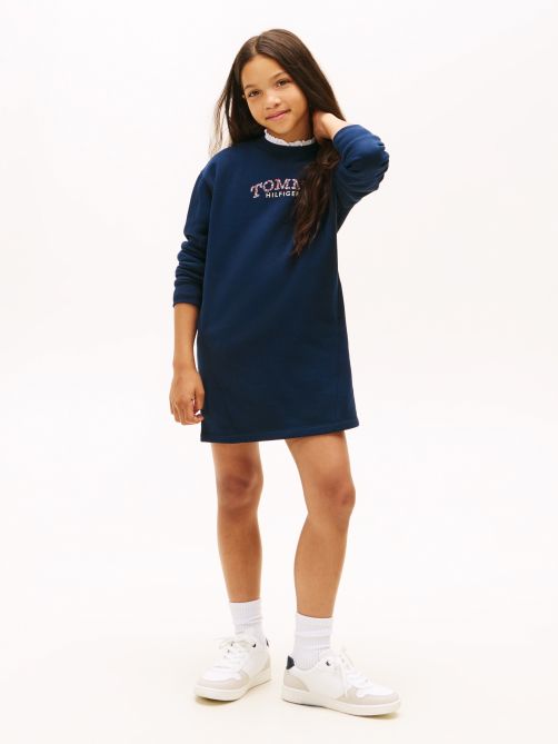 فستان سويت شيرت مريح مزين بشعار مزهر