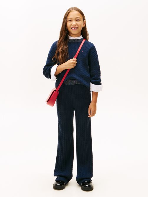 Glitter Cable Knit Wide Leg Trousers