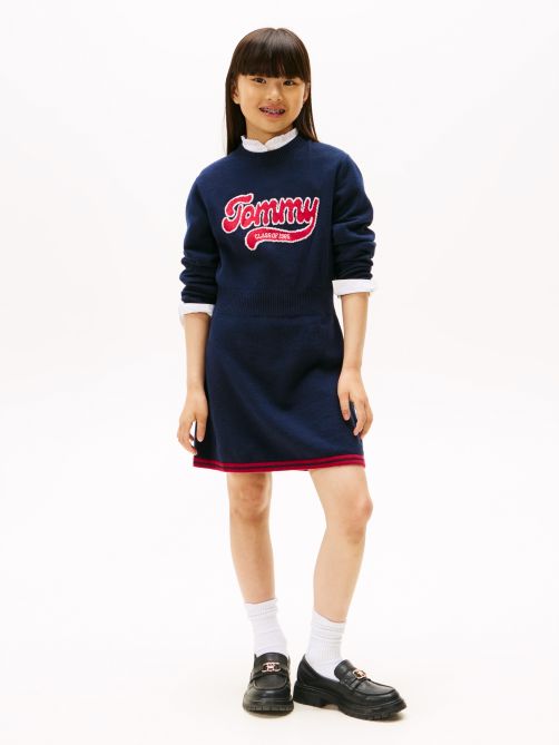 Varsity Intarsia Logo Jumper Dress