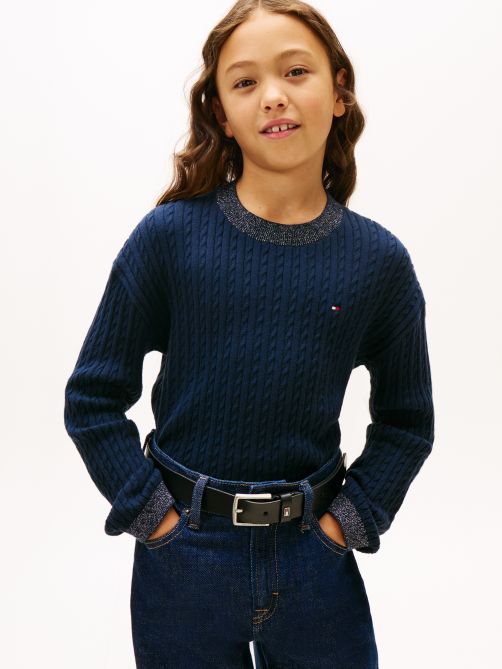 Glitter Mini Cable Knit Relaxed Sweatshirt