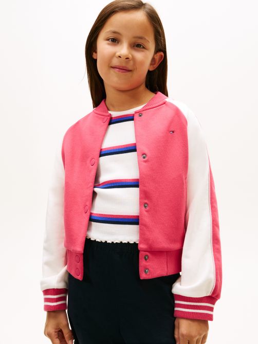 جاكيت بومبر بألوان متباينة وطبعة الشعار على االظهر