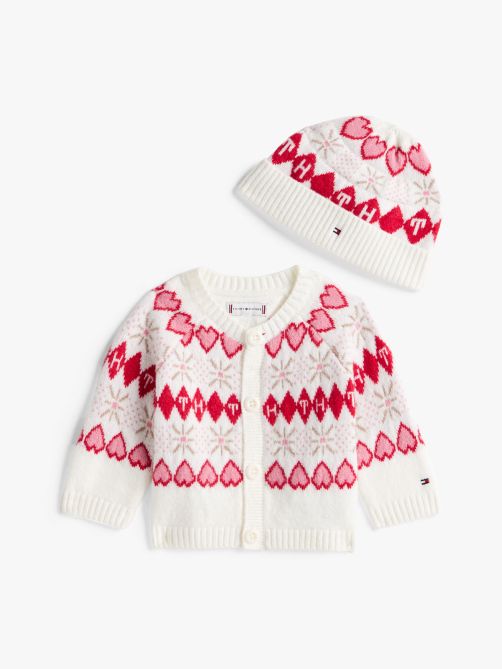 Fair Isle Cardigan and Beanie Gift Set