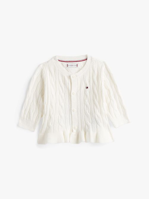 Essential Relaxed Ruffle Cable Knit Cardigan