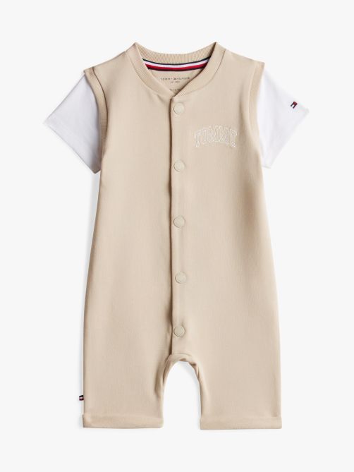 Outline Logo Embroidery Two-Tone Shortall
