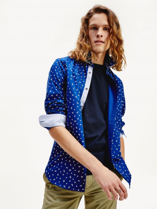 Nautical Flag Print Slim Fit Shirt