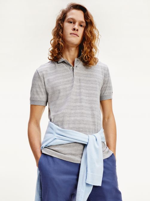 Mixed Texture Stripe Polo
