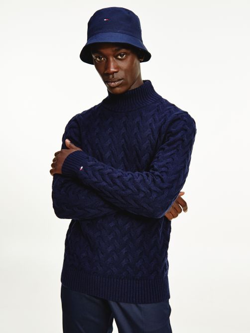 Chevron Knit Mock Turtleneck Jumper