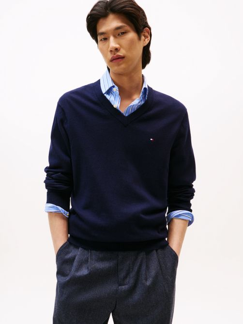 V-Neck Jumper with Cashmere