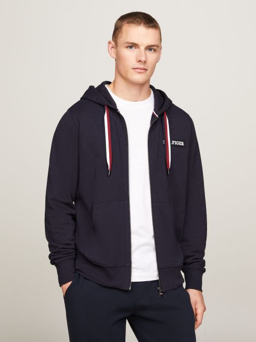 Monotype Stripe Zip Through Hoodie Tommy Hilfiger