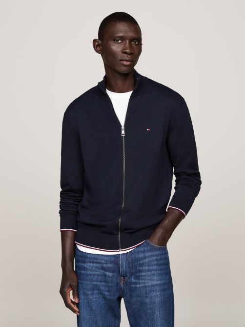 Tipped Zip-Thru Jumper with Silk | Tommy Hilfiger Tipped Zip-Thru Jumper with Silk | Tommy Hilfiger