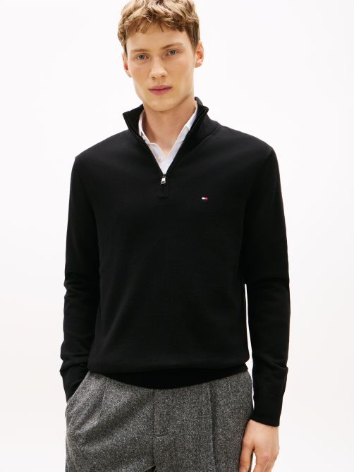 Quarter-Zip Mock Neck Jumper