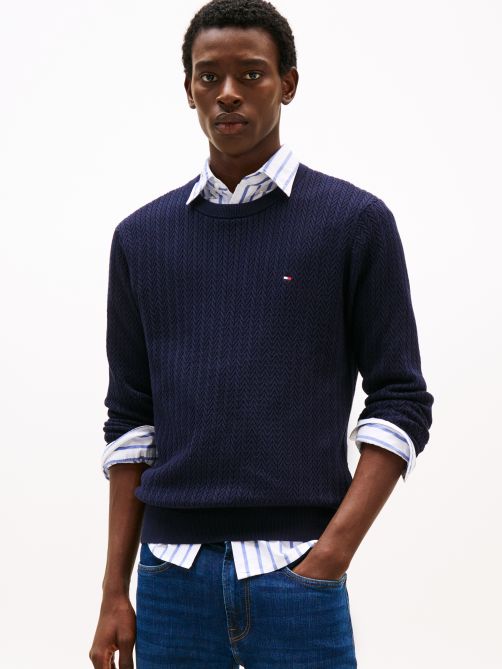 بلوفر منسوج بياقة دائرية