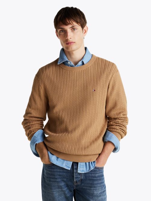 Herringbone Knit Crew Neck Jumper