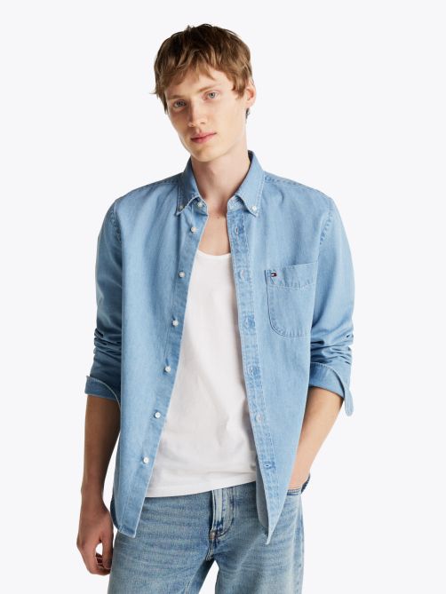 قميص جينز بقصة عادية