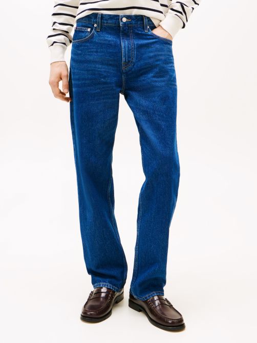 Whiskered Straight Leg Jeans