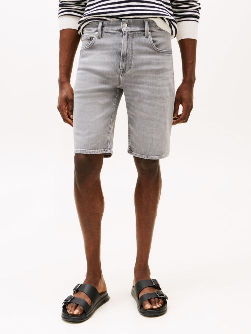 Whiskered Slim Denim Shorts