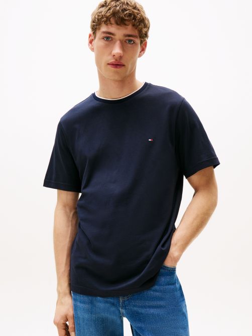 تيشيرت بياقة دائرية وحواف ملونة