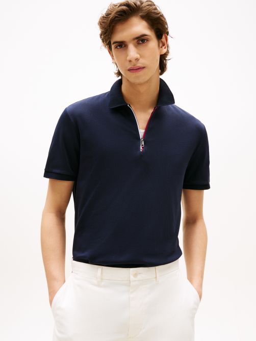 Regular Signature Zip Placket Polo Shirt