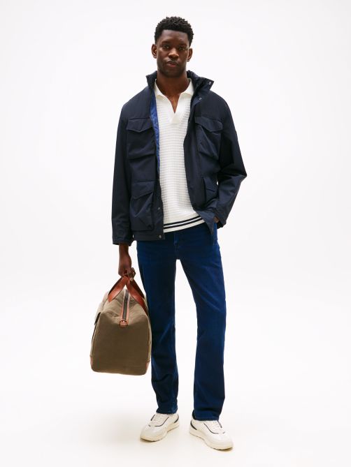 بنطلون جينز بخطوط باهتة وساق مستقيمة