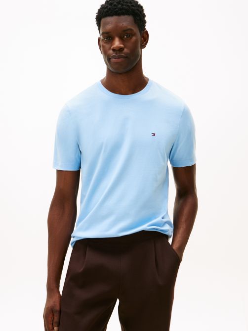 تيشيرت بياقة دائرية مطرز بعلم الشعار