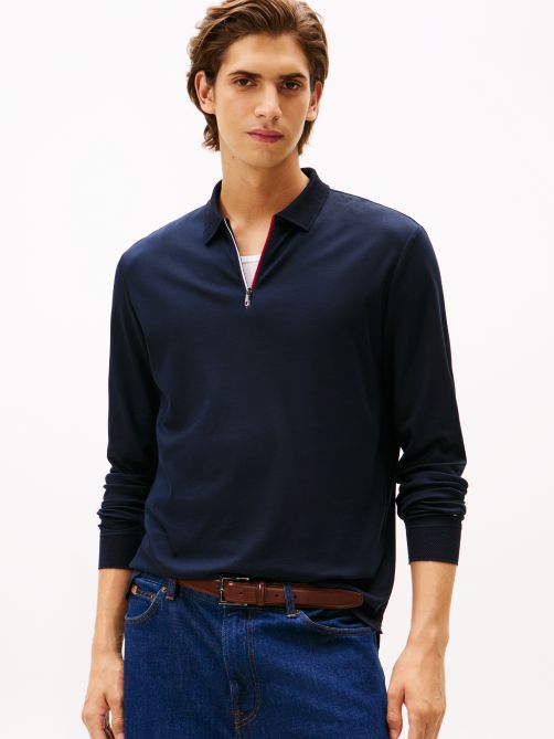 Interlock Zip Long Sleeve Polo Shirt