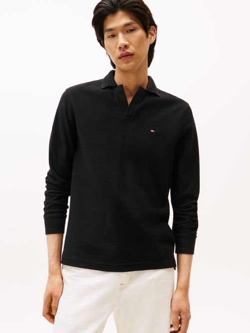 قميص بولو من قماش الجاكار بأكمام طويلة