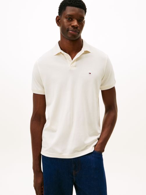 Regular Zip Placket Pique Polo Shirt