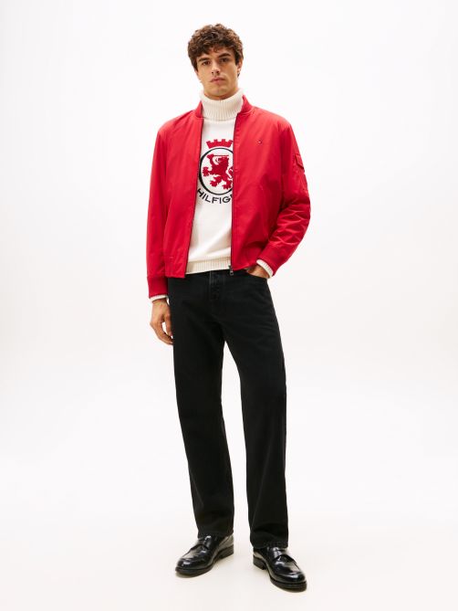 بنطلون جينز اسود مريح بساق مستقيمة