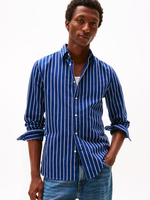 قميص أكسفورد مخطط بقصة عادية