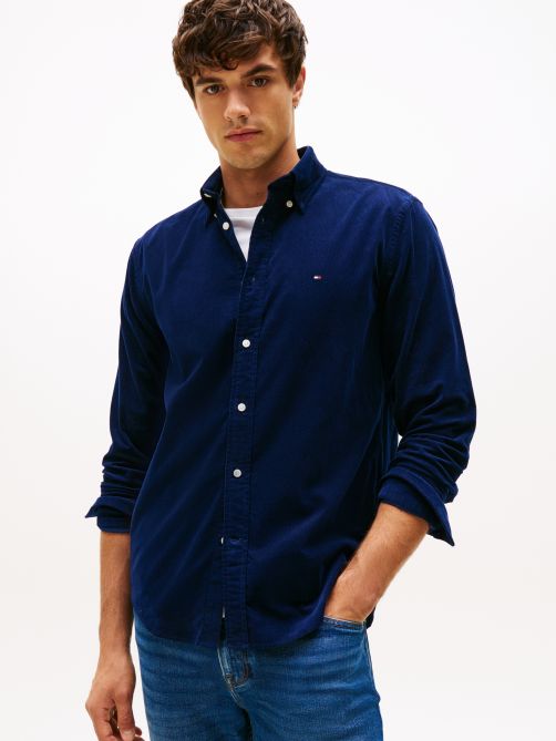 Regular Fit Flag Embroidery Corduroy Shirt