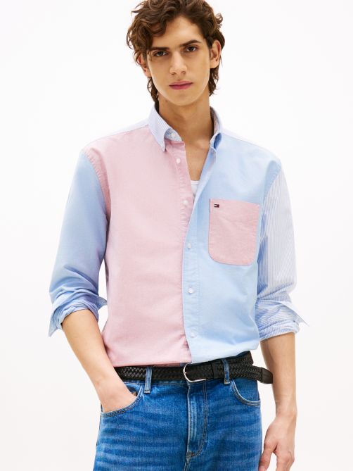 Colour-Blocked Stripe Relaxed Fit Shirt